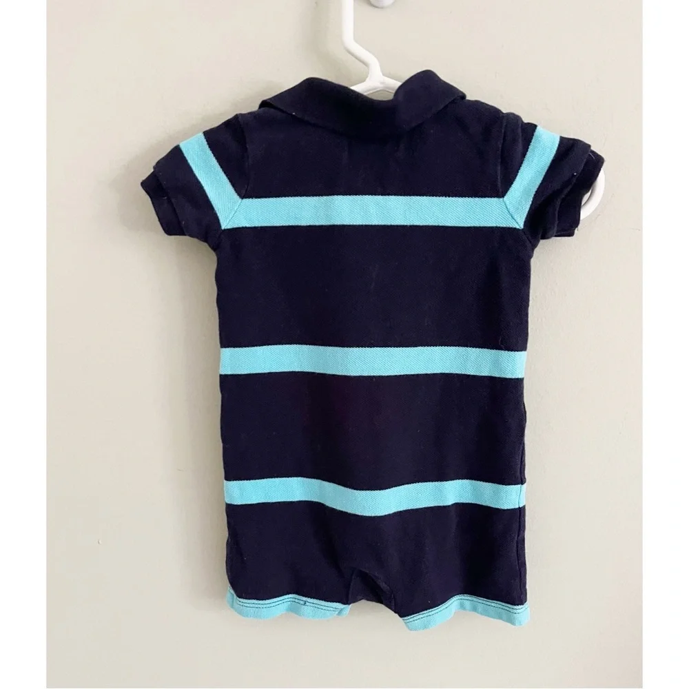 Ralph Lauren navy blue striped one piece romper 3 months